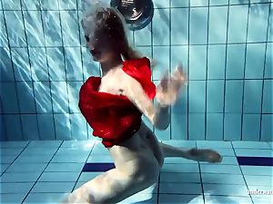 red-hot platinum-blonde Lucie French nubile in the pool